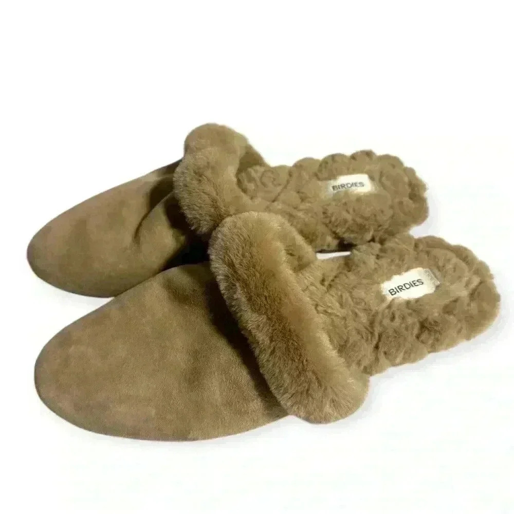 NWOT Birdies The Songbird Biscotti women’s Faux Fur Suede Slide Slippers sz 5.5 - Picture 6 of 6